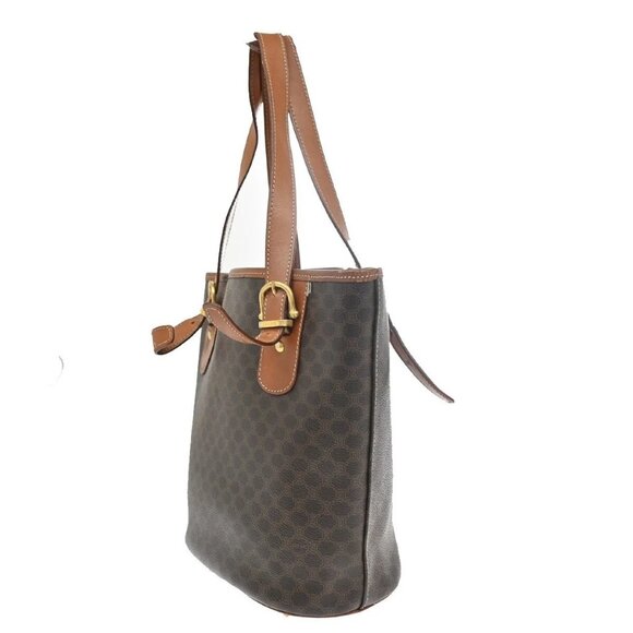 CELINE Logo Macadam Pattern Shoulder Tote Bag PVC Leather Brown GHW 33EE974 - Picture 4 of 16